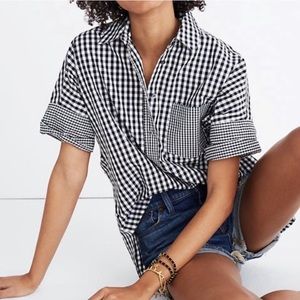 Madewell B&W Gingham-Play Button-Down Shirt 🖤🤍
